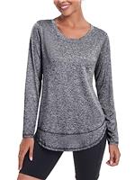 Deaviya Womens Long Sleeve Sports Tops UK, Sport Yoga T-Shirt Workout Running Tops, Crew Neck Quick Dry Golf Activewear Ladies Gym Sports Top