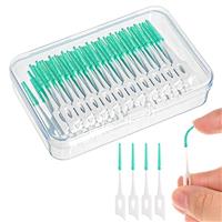 RAYITO 100/200 Pieces Interdental Brushes, Silicone Dental Brushes Green Tooth Floss Picks for Braces Oral Cleaning