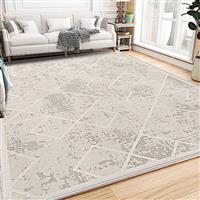 Leesentec Rugs Living Room Grey Rug for Bedroom,Soft Low-Pile Anti-Slip Area Rugs for Office,Dining Room,Playroom & Entryway-Abstract Modern Home Decor