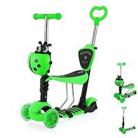 YOLEO 5-in-1 Kids Scooter with Removable Seat, LED Flashing Wheels Height Adjustable 3 Wheels Kick Scooter with Push Handle for Toddlers, Boys and Girls from 2 Years