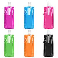 flintronic Foldable Sports Bottle, Foldable Water Bottle, Reusable BPA Free Collapsible Water Bottle, Flexible Drink Pouches Bags with Clip for Outdoor Sports, Travel, Biking, Hiking