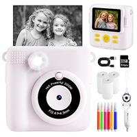 CHRERNA Kids Camera, Instant Camera for Kids with Print Photo Paper,1080P HD Kids Digital Camera with 32GB SD Card & Color Pens, Kids Instant Print Camera Toy Birthday Gifts for 3-14 Year Old