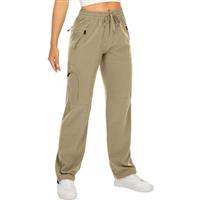 mosingle Women's Walking Cargo Trousers Lightweight Quick Dry UPF 50 Hiking Pants Safari Travel Work Casual Golf Trousers Zip Pockets