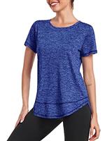 Deaviya Women's Sports T-Shirt Gym Tops, Short Sleeve Workout Casual Running Tops, Ladies Gym Yoga Sports Top, Crew Neck Fitness T-Shirts for Women, Loose Side Split Tee