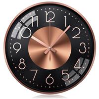 October Elf Modern Wall Clock Silent Non-TickingSimple Style Large Number Display Analog Round Metal Wall Clocks Decorative for Office Bedroom Kitchen Living Room Home Decor 30cm