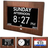 CAZOKASI Auto Dimmable Calendar Day Clock Digital Photo Frame HD Display 12 Alarms Extra Large Impaired Vision Digital Clock with Non-Abbreviated Day & Month Alarm Clock