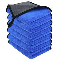 URAQT Microfibre Cleaning Cloths, 6 Pack Car Cleaning Cloths, Two-layer Thickened Microfibre Towels, Lint Free Super Absorbent Cleaning Towel for Household and Car Washing, Drying, Detailing, 40x30cm