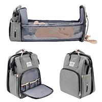 Jalann Baby Changing Bag, Nappy Changing Bag with Changing Mat, Large Capacity Baby Bags for Mum, Waterproof Portable Changing Bags Backpack with Foldable Cot Bed, Stroller Straps for Travel