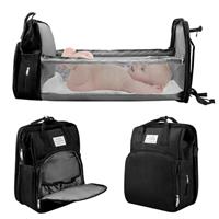 Jalann Baby Changing Bag, Nappy Changing Bag with Changing Mat, Large Capacity Baby Bags for Mum, Waterproof Portable Changing Bags Backpack with Foldable Cot Bed, Stroller Straps for Travel