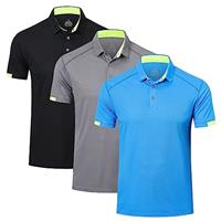 HUAKANG 3 Pack Mens Polo Shirts Short Sleeve Breathable Quick Dry Golf Top Running Sports Tee Top Gym Workout Polo T Shirts