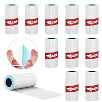 10Rolls Sticker Adhesive Thermal Paper, 57 X 25mm Direct Thermal Paper Self-Adhesive Machine Paper Roll for Portable Pocket Thermal Printer Mini Printer