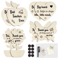 HONMOK 8 Pcs Best Teacher Wooden Fridge Magnets, Heart, Flow