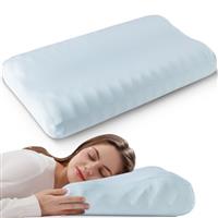 Hapiclody Cooling Memory Foam Pillow for Sleeping,Cervical Pillow for Neck Pain Orthopedic Neck Support Pillow Ergonomic Bed Pillow with Bamboo Cover for Side Back Front Sleepers Groove Pillow
