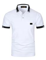 LIUPMWE Men's Short Sleeve Polo Shirts with Pocket Contrasting Colors Golf T-Shirt Tops