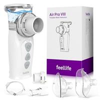 FEELLIFE Nebuliser Machine for Adults & Kids, Mesh Portable Nebuliser Inhaler Machine for Home and Travel, 3 Adjustable ModelsRechargeable, Silent, Easy to Use and Clean - White