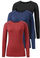 Star Vibe 3 Pack Dry Fit Long Sleeve Tshirt for Women Moisture Wicking Long Sleeve Tee Outdoor Compression Running Workout Tops