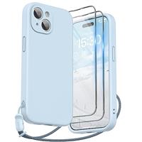 SURPHY Design for iPhone 15 Case, Liquid Silicone Protection for Each Lens [2 x Screen Protectors &a