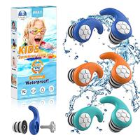Swimming Ear Plugs for Kids & Adults - 3 Pairs Waterproof Reusable Soft Silicone Swim Earplugs