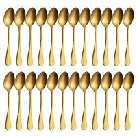BEWOS 24 Pieces Gold Dessert Spoons, 8 Inch (20.3 Cm) Spoon