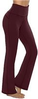 AFITNE Bootcut Yoga Pants for Women, High Waist Flared Leggings with Pockets Wide Leg Bottom Bootleg Tummy Control Workout Gym Casual Work Flare Trousers