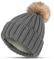 KEECOW Beanie Hats for Women, Womens Winter Hats, Thermal Warm Winter Hats for Women Outdoor Sports with Detachable Pom Pom