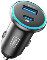 INIU Car Charger, Cigarette Lighter USB Charger Total 66W [USB C 36W+A 30W] PD3.0 5A 12V USB Socket, Fast Charge Car Phone Charger Metal Adapter for iPhone 16 15 14 Pro Carplay iPad Android Google