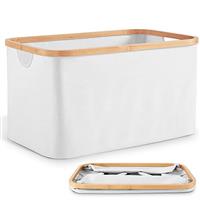 DOKRVLOQ Foldable Laundry Basket, Grey Bamboo Fabric Storage Basket, Set of 2, Ideal as Foldable Storage Boxes, Basket Storage, Laundry Hamper, Storage Boxes, Baskets for Shelf