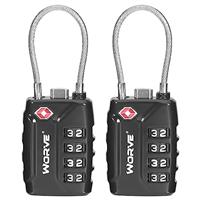 TSA Approved Cable Luggage Locks,Re-settable Combination with Alloy Body,TSA Approved Luggage Travel Lock for School Gym Locker, Luggage Suitcase Baggage Locks, Filing Cabinets(Black, 2 Pack)