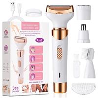 ACWOO Electric Lady Shaver, Cordless 4 in 1 Electric Shaver for Women, Rechargeable Painless Electric Razor Bikini Trimmer Wet and Dry Hair Removal for Face Legs Underarm Nose and Eyebrow