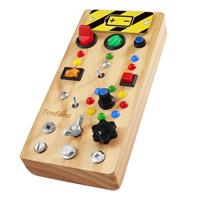 TenFans Wooden Montessori Busy Board with LED Light Switch and Screwdriver Tools - Sensory Toy for Toddlers 1-4 Year Old Boys - Travel Activity and Educational Learning Toy Improves Fine Motor Skills