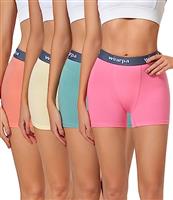 wirarpa Women's Cotton Boxer Briefs 3" Inseam Ladies Safety Boxer Shorts Anti Chafing Boyshorts Panties 4 Pack