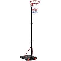 Yaheetech Netball Post Height Adjustable Stand 245.5-305 cm Portable Regulation Hoop Full Size Basketball Net Set for Training Black/Red
