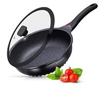 INTIGNIS Deep Non-Stick Frying Pan with Lid 3-in-1 Saut Pan, Skillet & Mini Wok GREBLON Ceramic Coating | Induction Hob Safe | Stainless Steel Base |PTFE & PFOA Free