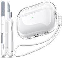 MHYALUDO Case Cover for Airpods 1st/2nd Gen, Compatible with Airpods 1st/2nd2016/2019, Clear Soft Shockproof Case with Lanyard Cleaning Pen,