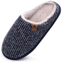 ONCAI Mens Slippers Memory Foam Slippers Slip On Warm Fluffy House Indoor/Outdoor Shoes With Anti-skid Sole