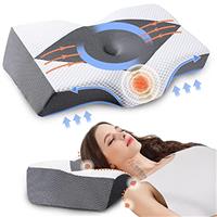 Memory Foam Neck Support Pillow for Neck and Shoulder Pain Sleeping with Cooling Pillowcase: Ergonomic Cervical Pillow 5X Pain Relief - Orthopedic Contour Bed Pillows for Side Back Stomach Sleepers