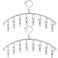 Stainless Steel Laundry Drying Rack Clothes Hanger with 10 Clips For Drying Socks,Drying Towels, Diapers, Bras, Baby Clothes, Underwear, Socks Gloves