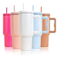 mebiusyhc 40oz Stainless Steel Vacuum Insulated Cup Double Wall Travel Flask Car Coffee Mug Tumbler with Straw with Handle for Hot Iced Coffee