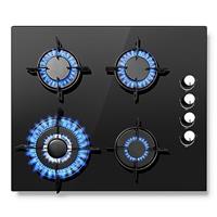 SNDOAS Gas Hob, Black Glass Gas Hob Flame Failure Protection, NG/LPG Convertible