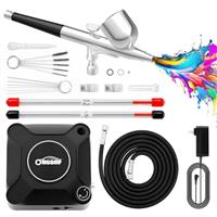 Oasser Airbrush Compressor Kit 36PSI, Dual Action Airbrush Suit 0.2 0.3 0.5 mm Nozzle for Model, Tattoo, Makeup, Cake