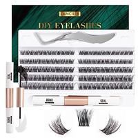 Lanciley DIY Lash Extension Kit Individual Lashes Soft Light Thin Band Cluster Lashes Easy to Apply at Home