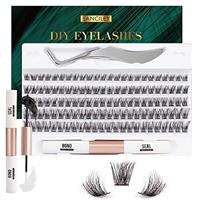 Lanciley DIY Lash Extension Kit Individual Lashes Soft Light Thin Band Cluster Lashes Easy to Apply at Home