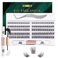 Lanciley DIY Lash Extension Kit Individual Lashes Soft Light Thin Band Cluster Lashes Easy to Apply at Home