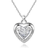 EXGOX Silver Heart Necklace, 925 Sterling Silver Chain with Crystal Heart for Women - Adjustable, Perfect for Birthday Gifts