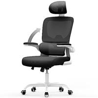 rattantree Desk Ergonomic Office Chair with Flip-up Armrests, Computer Chair with 3D Lumbar Support, Home Office Mid-Back Mesh Chair-Gray