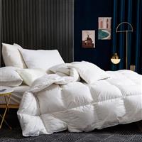 BedFabtasy DuvetLuxury Goose Feathers Down Duvet100% Organic Cotton Cover & Down Proof FabricHotel Quality Quilt with 8 Corner TabsMachine Washable