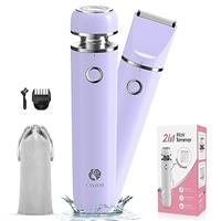 Cayzor Bikini Trimmer and Shaver for Women - 2 in-1 Wet/Dry Electric Body Hair Trimmer Cordless Waterproof Facial Hair Removal Shaver Razor for Painless Trimming of Pubic Face Underarm Legs