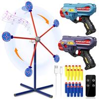 M&LD Rotating Shooting Games Toys with 42 Inch Auto-reset Target 20 Foam Darts 2 Toy Guns for Nerf Target Game for Boys Age 3-12 Years Old Christmas Birthday Gifts Green