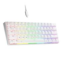 NEWMEN GM610 Wireless Mechanical Keyboard,60% USB C Wired/Bluetooth/2.4Ghz RGB Backlit Compact Hot Swappable Keyboard,White Anti-Ghosting PC Mac Windows Android Gaming Keyboard