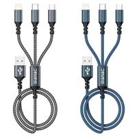 Multi Charger Cable, USB Charger Cable 3 in 1 Multiple USB Cable Nylon Braided with Micro USB Type C Lightning Connector for iPhone, Android Samsung, Huawei, Nexus, Nokia,LG, Sony